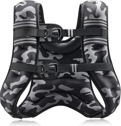 Weighted Vest, 6Lb/8Lb/12Lb/16Lb/20Lb/25Lb/30Lb Weight Vest with Reflective Stripe for Workout, Strength Training, Running, Fitness, Muscle Building, Weight Loss, Weightlifting