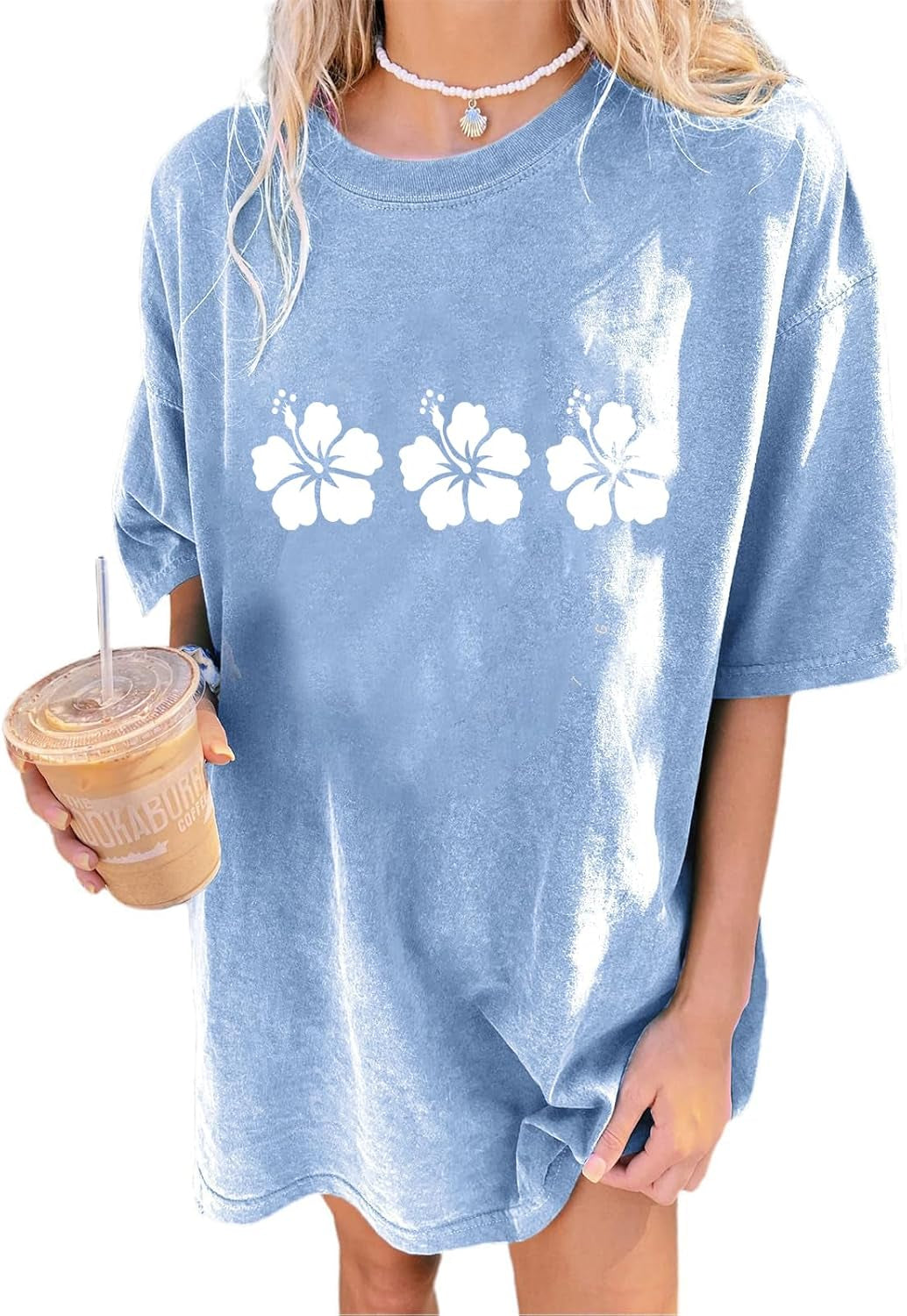 Women'S Casual Oversized T Shirt Short Sleeve Graphic Tee Letter Sun Moon Shirts