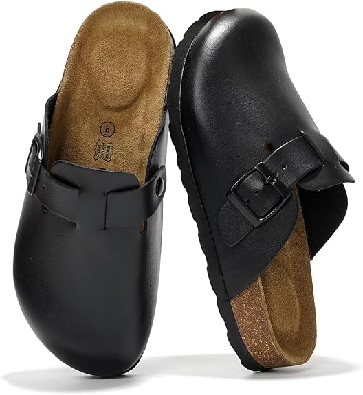 Genuine Leather Footbed Clogs for Women - Memory Foam Arch Support Slippers for Women - Trendy Slip-Ons Women'S Mules & Clogs Sandals (Benton)