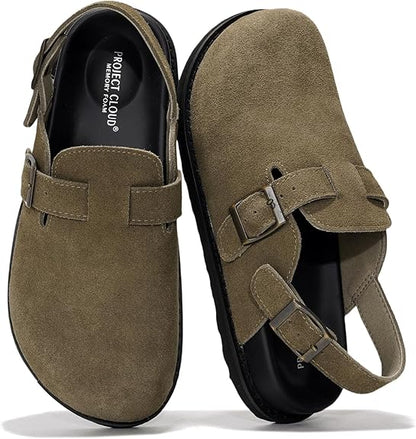 Genuine Leather Footbed Clogs for Women - Memory Foam Arch Support Slippers for Women - Trendy Slip-Ons Women'S Mules & Clogs Sandals (Benton)