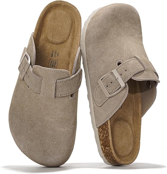 Genuine Leather Footbed Clogs for Women - Memory Foam Arch Support Slippers for Women - Trendy Slip-Ons Women'S Mules & Clogs Sandals (Benton)
