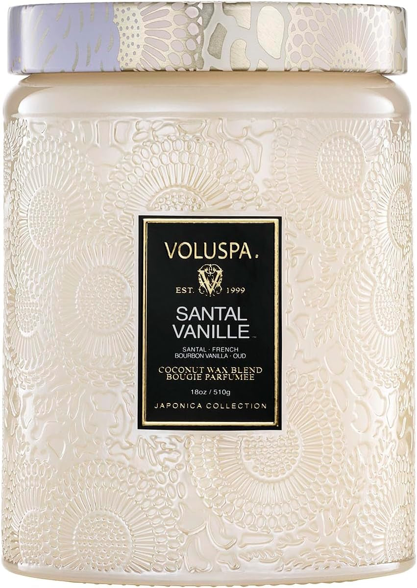 Santal Vanille Candle, 18 Oz, Coconut Wax Blend, Scented Candles for Home, 100 Hour Burn Time, Candle Jars
