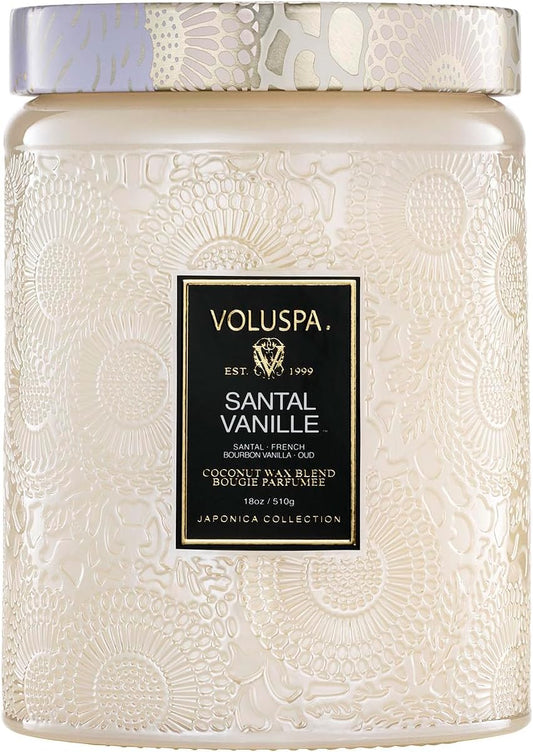 Santal Vanille Candle, 18 Oz, Coconut Wax Blend, Scented Candles for Home, 100 Hour Burn Time, Candle Jars