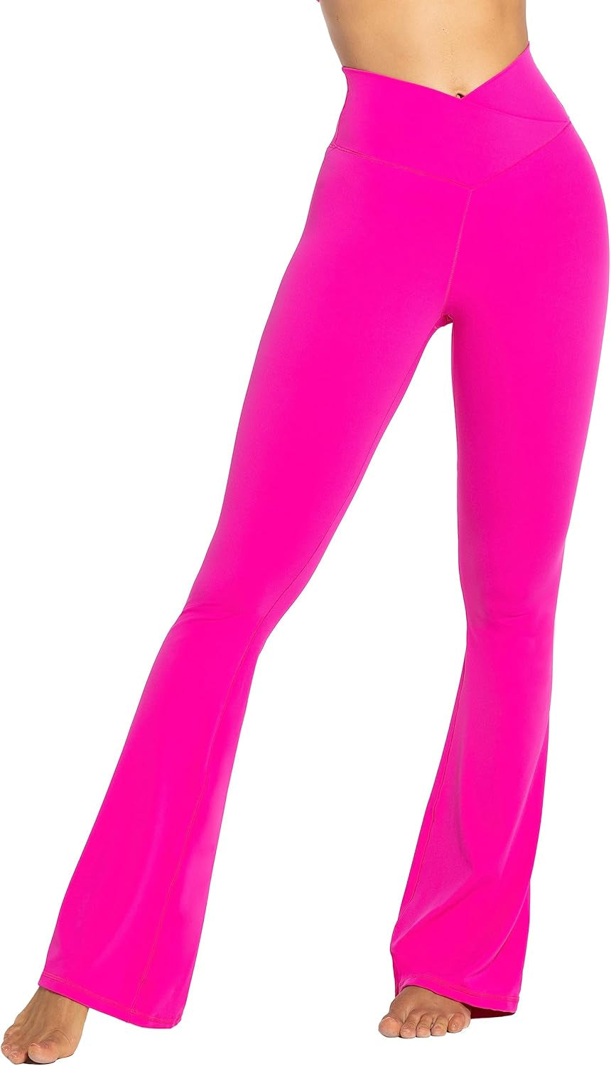 Flare Leggings, Crossover Yoga Pants with Tummy Control, High-Waisted and Wide Leg