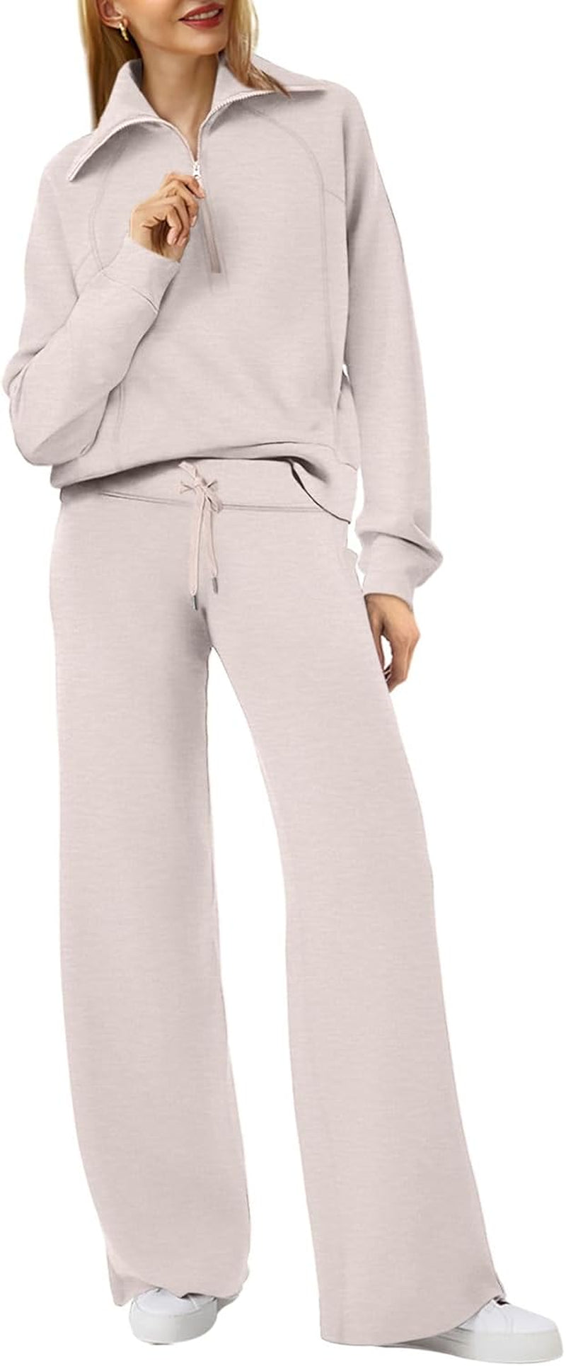 Lounge Sets for Women 2025 Half Zip Sweatshirt and Wide Leg Sweatpant 2 Piece Outfits Sweatsuit Tracksuit