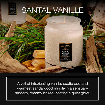 Santal Vanille Candle, 18 Oz, Coconut Wax Blend, Scented Candles for Home, 100 Hour Burn Time, Candle Jars