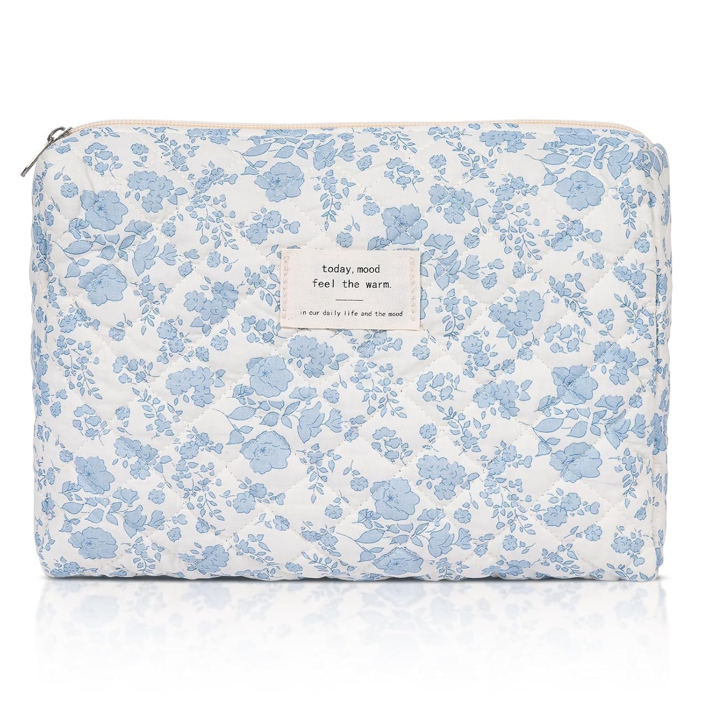 Makeup Bag,Quilted Cosmetic Bag,Large Floral Make up Bag for Women,Cotton Makeup Bag Set,Flower Travel Toiletry Bag