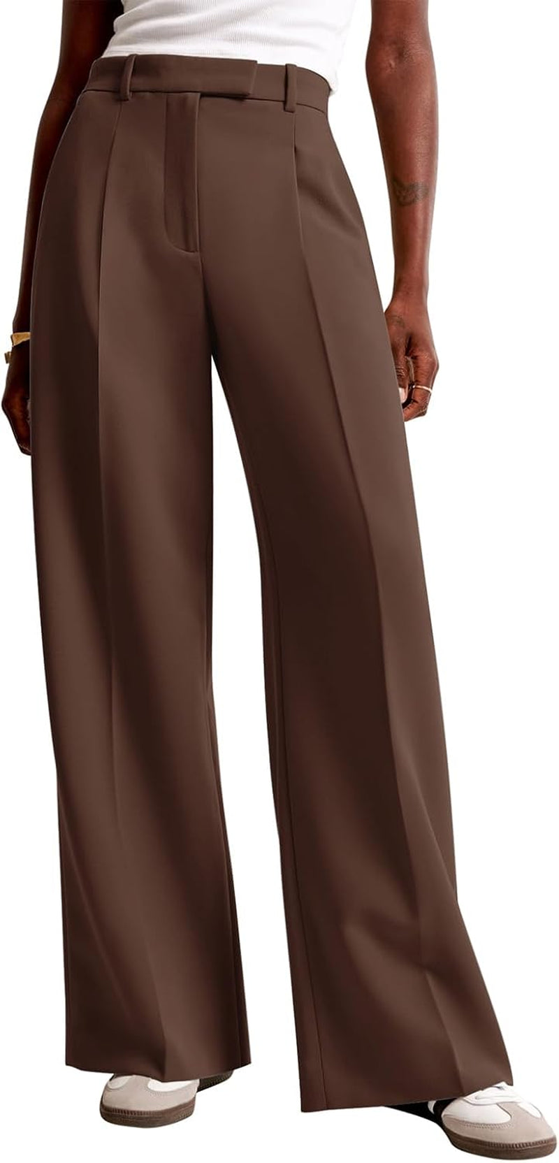 Women Wide Leg Pants High Waisted Business Casual Work Trousers Dressy Pants with Pockets