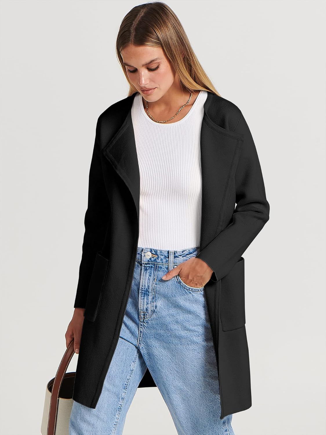 Womens Cardigan Sweater Open Front Knit Long Coatigan Dressy Casual Jacket Coat 2025 Fall Outfits Classy Clothes