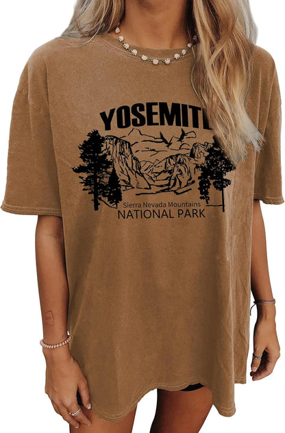 Women'S Graphic Oversized Tshirt Vintage Half Sleeve round Neck Baggy Tee Summer Casual Tunic Shirt