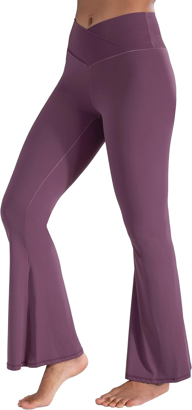 Flare Leggings, Crossover Yoga Pants with Tummy Control, High-Waisted and Wide Leg