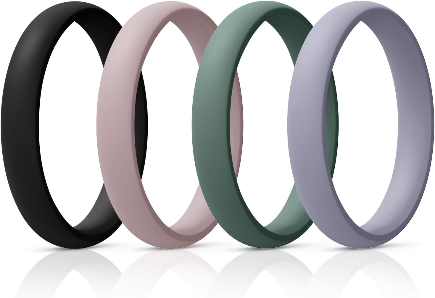 Women'S Bridal Rings Sets, Thin and Stackable Rings Silicone Women Wedding Bands，Rubber Promise Rings for Gift, Anniversary Ring for Work Out- 2.5Mm Width - 1.8Mm Thick