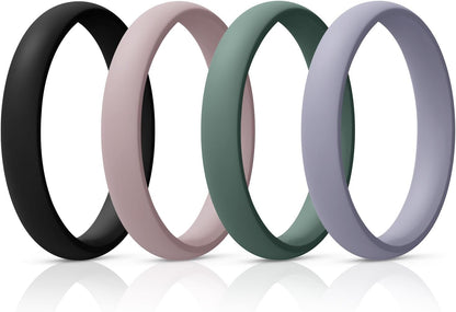 Women'S Bridal Rings Sets, Thin and Stackable Rings Silicone Women Wedding Bands，Rubber Promise Rings for Gift, Anniversary Ring for Work Out- 2.5Mm Width - 1.8Mm Thick
