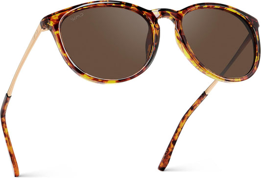 round Polarized Sunglasses for Women - UV400 Protection, Lightweight Frame, Vintage Retro Style