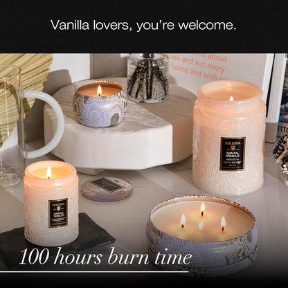 Santal Vanille Candle, 18 Oz, Coconut Wax Blend, Scented Candles for Home, 100 Hour Burn Time, Candle Jars