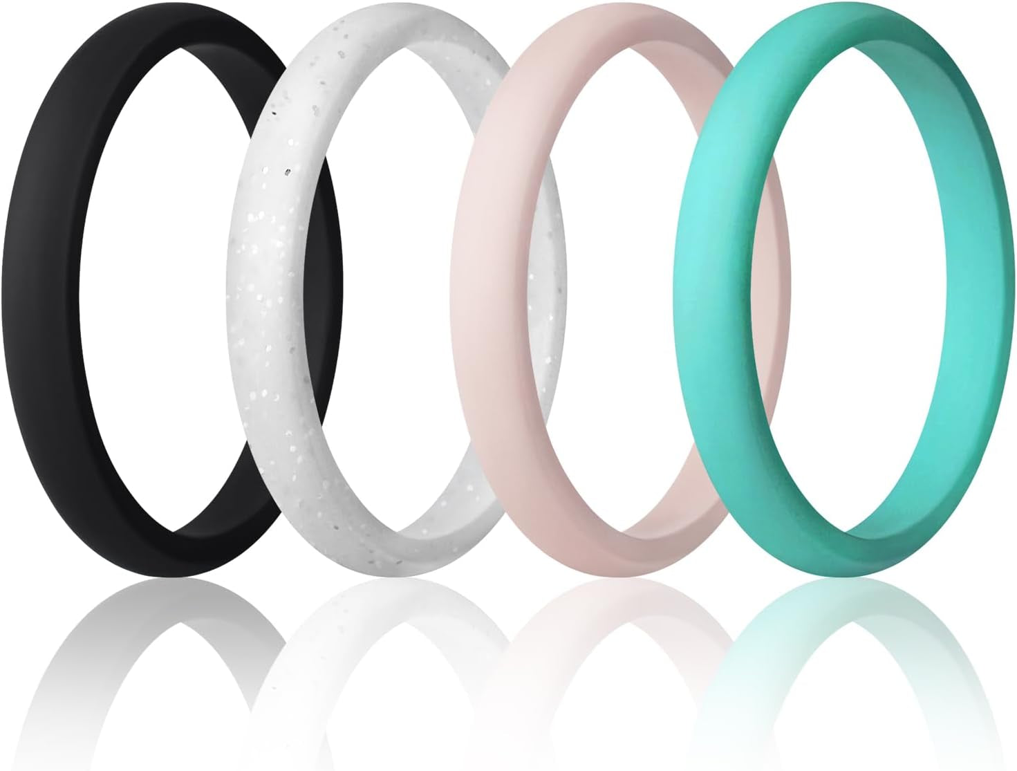 Women'S Bridal Rings Sets, Thin and Stackable Rings Silicone Women Wedding Bands，Rubber Promise Rings for Gift, Anniversary Ring for Work Out- 2.5Mm Width - 1.8Mm Thick