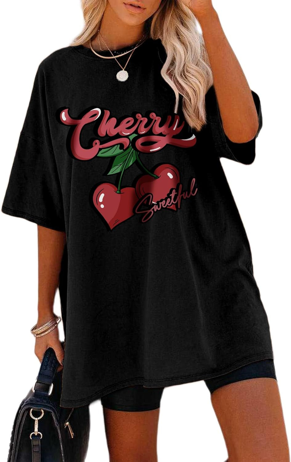 Women'S Casual Oversized T Shirt Short Sleeve Graphic Tee Letter Sun Moon Shirts