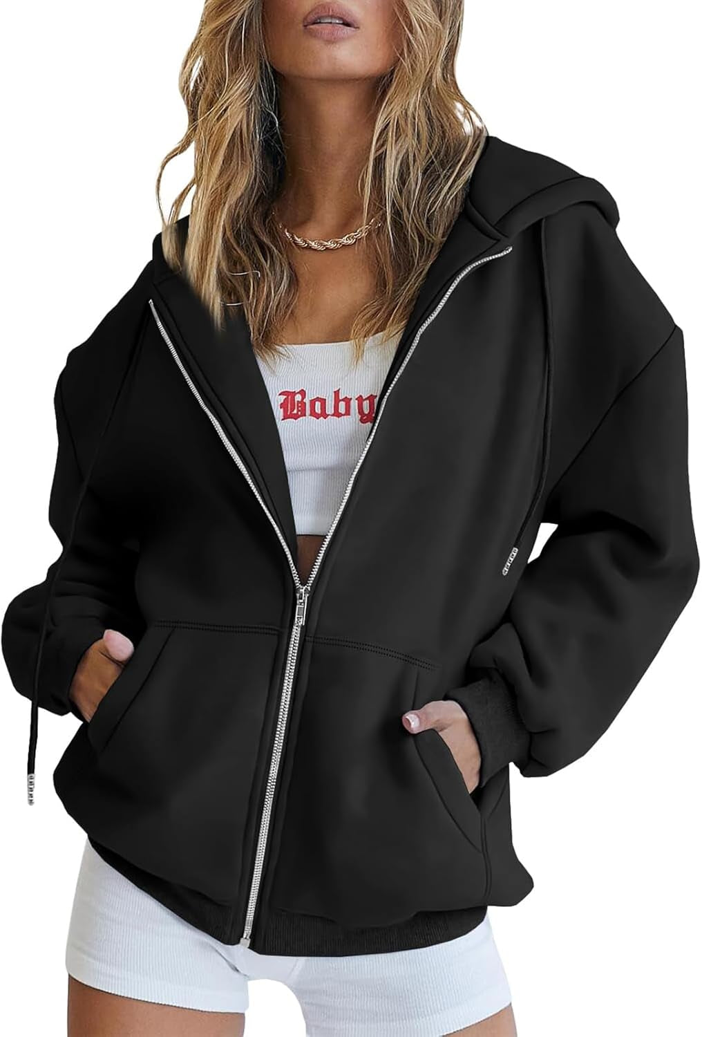 Womens Zip up Hoodies Oversized Sweatshirts Fall Fashion Spring Outfits Casual Jackets 2026 Winter Clothes