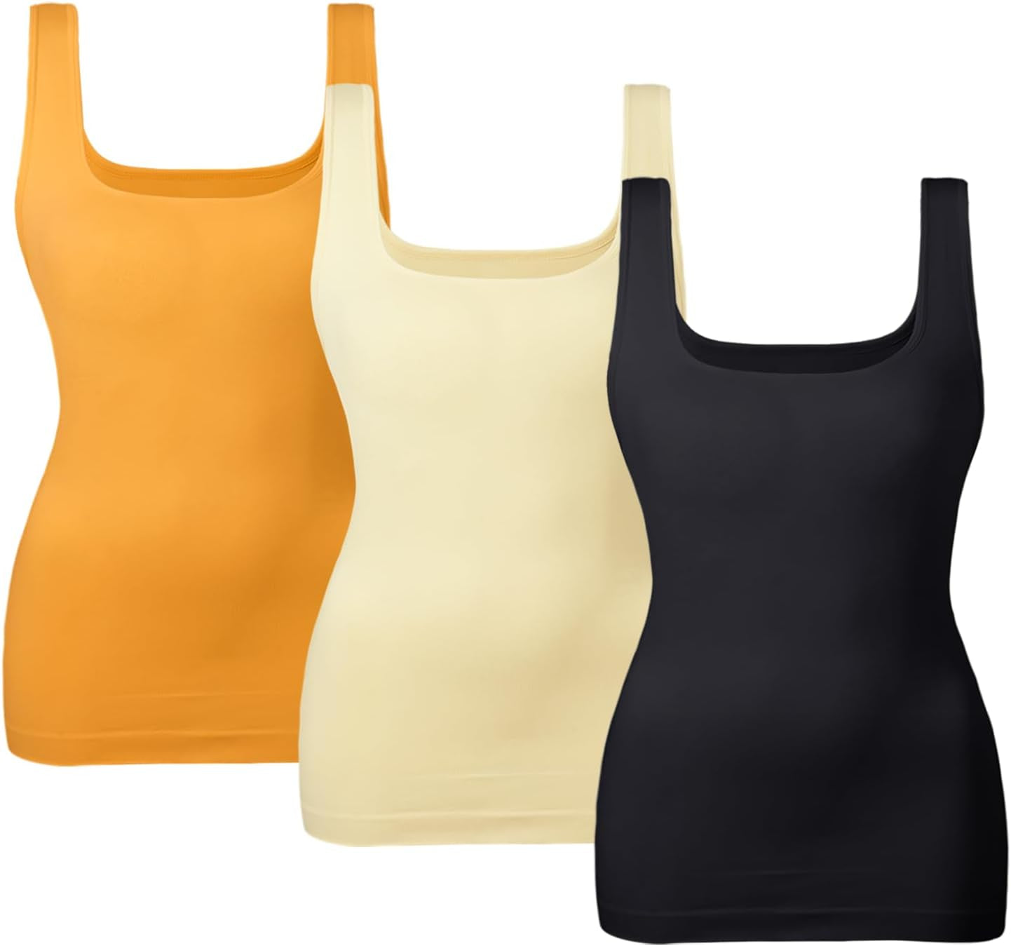 Women'S Tummy Control Shapewear Tank Tops Seamless Square Neck Compression Tops Slimming Body Shaper Camisole