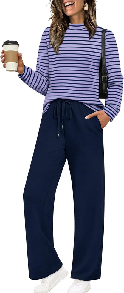 Two Piece Sets for Women Mock Neck Matching Sets Loungewear Fall Clothes Travel Outfits Fashion 2025 XS-2XL