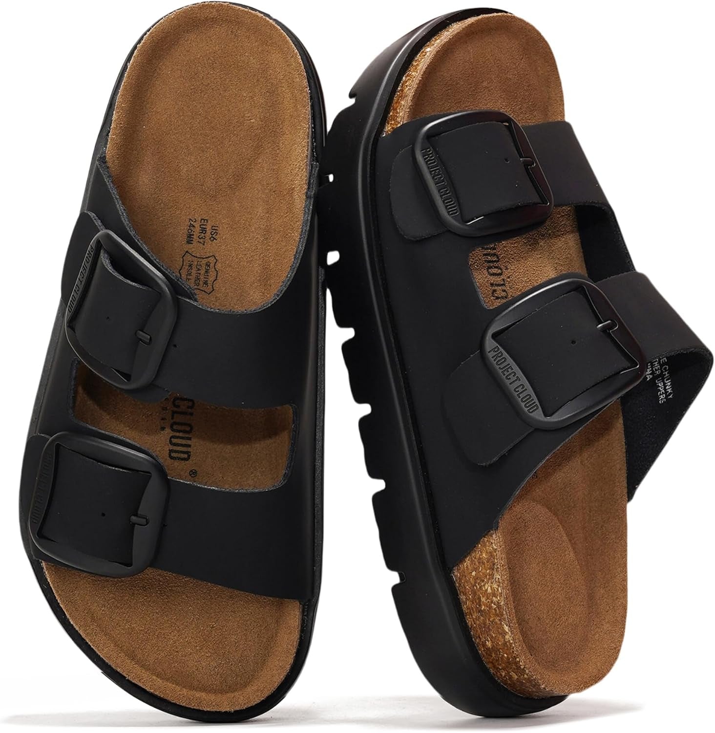 Genuine Leather Platform Sandals Women Footwear - Wedge Chunky Sandals Womens Sandals with Memory Foam Insole and Cork Footbed (GREECECHUNKY)