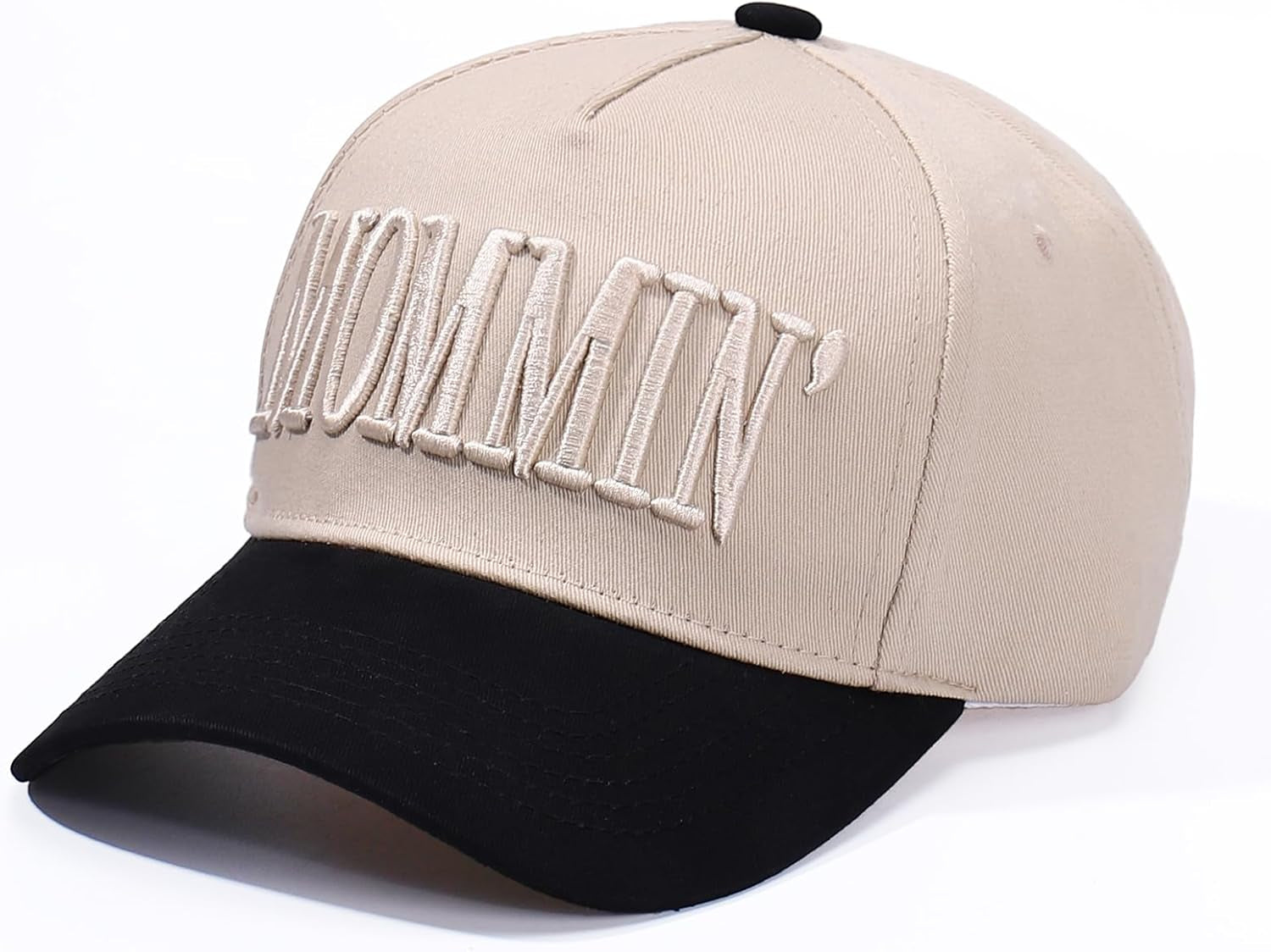 Vintage Two-Tone Trucker Hat Adjustable Baseball Cap with Mommin Embroidery Ponytail Fit Unisex Outdoor Casual Headwear