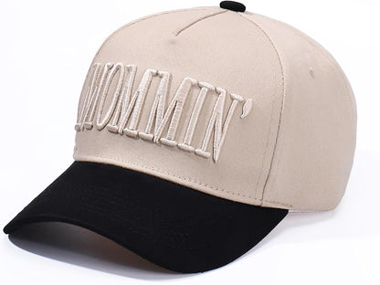 Vintage Two-Tone Trucker Hat Adjustable Baseball Cap with Mommin Embroidery Ponytail Fit Unisex Outdoor Casual Headwear