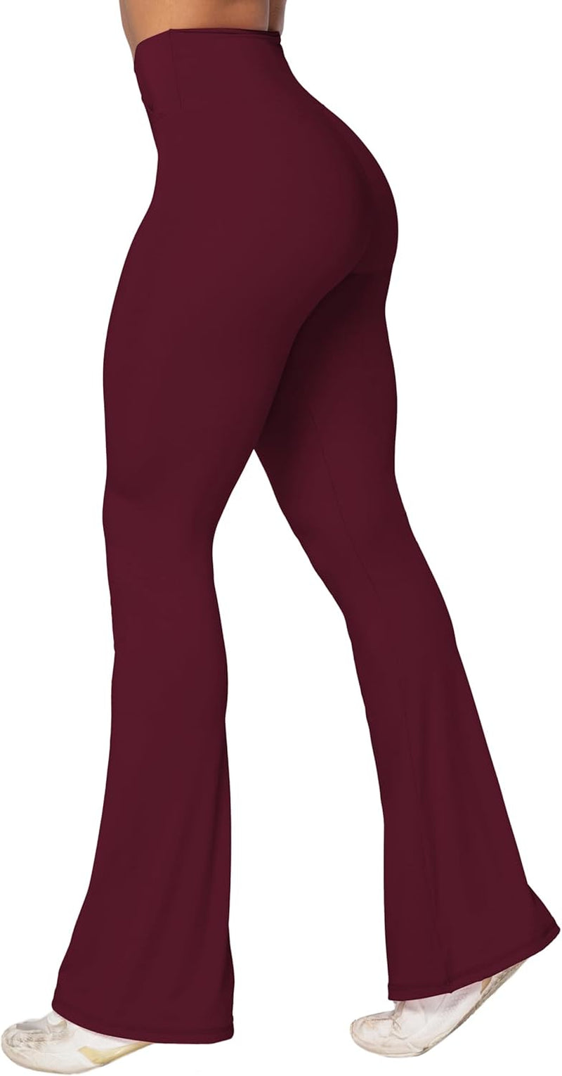 Flare Leggings, Crossover Yoga Pants with Tummy Control, High-Waisted and Wide Leg