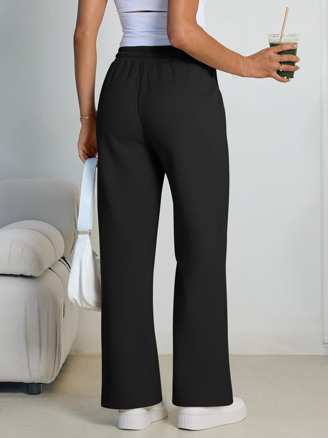 Womens Wide Leg Fleece Lined Sweatpants Winter Baggy Lounge Travel Pants Fashion Outfits 2025 Joggers Clothes