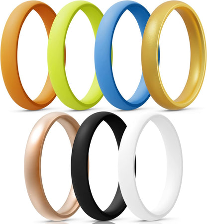 Women'S Bridal Rings Sets, Thin and Stackable Rings Silicone Women Wedding Bands，Rubber Promise Rings for Gift, Anniversary Ring for Work Out- 2.5Mm Width - 1.8Mm Thick