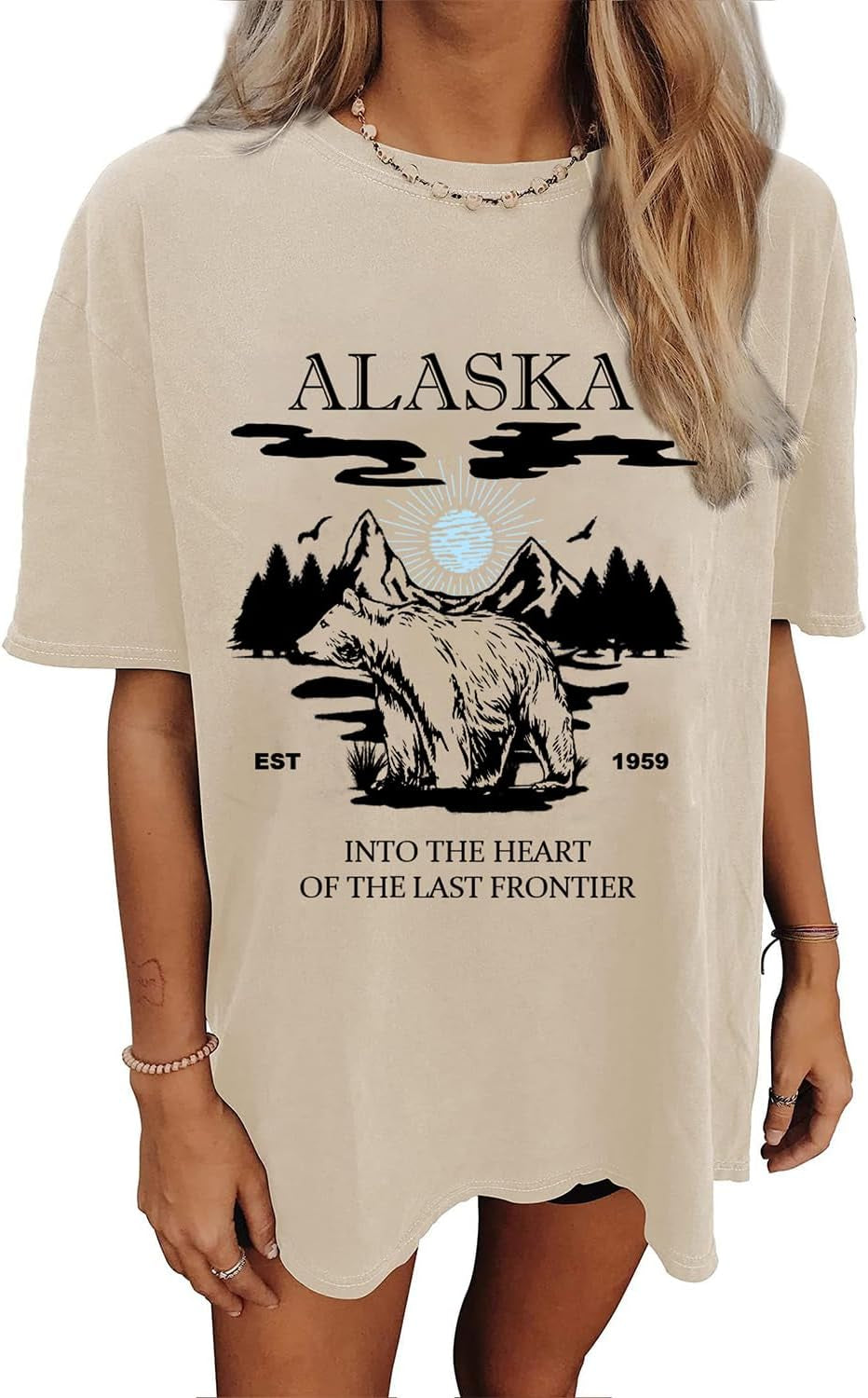 Women'S Graphic Oversized Tshirt Vintage Half Sleeve round Neck Baggy Tee Summer Casual Tunic Shirt