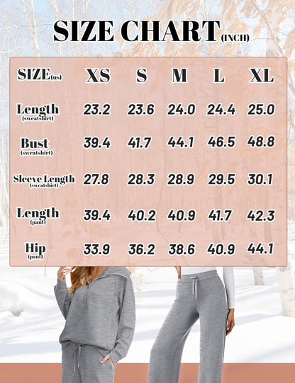 Lounge Sets for Women 2025 Half Zip Sweatshirt and Wide Leg Sweatpant 2 Piece Outfits Sweatsuit Tracksuit