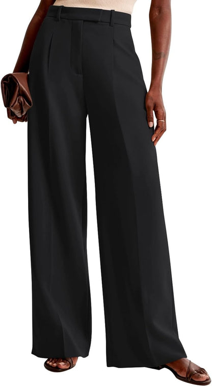 Women Wide Leg Pants High Waisted Business Casual Work Trousers Dressy Pants with Pockets