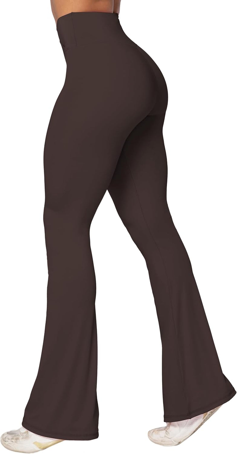 Flare Leggings, Crossover Yoga Pants with Tummy Control, High-Waisted and Wide Leg