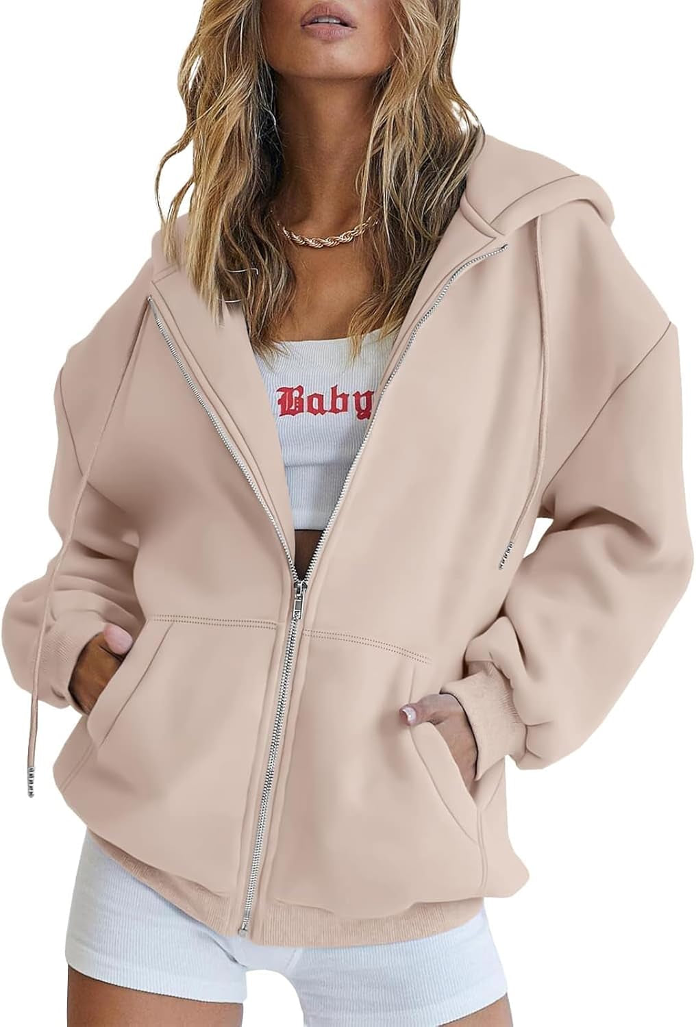 Womens Zip up Hoodies Oversized Sweatshirts Fall Fashion Spring Outfits Casual Jackets 2026 Winter Clothes