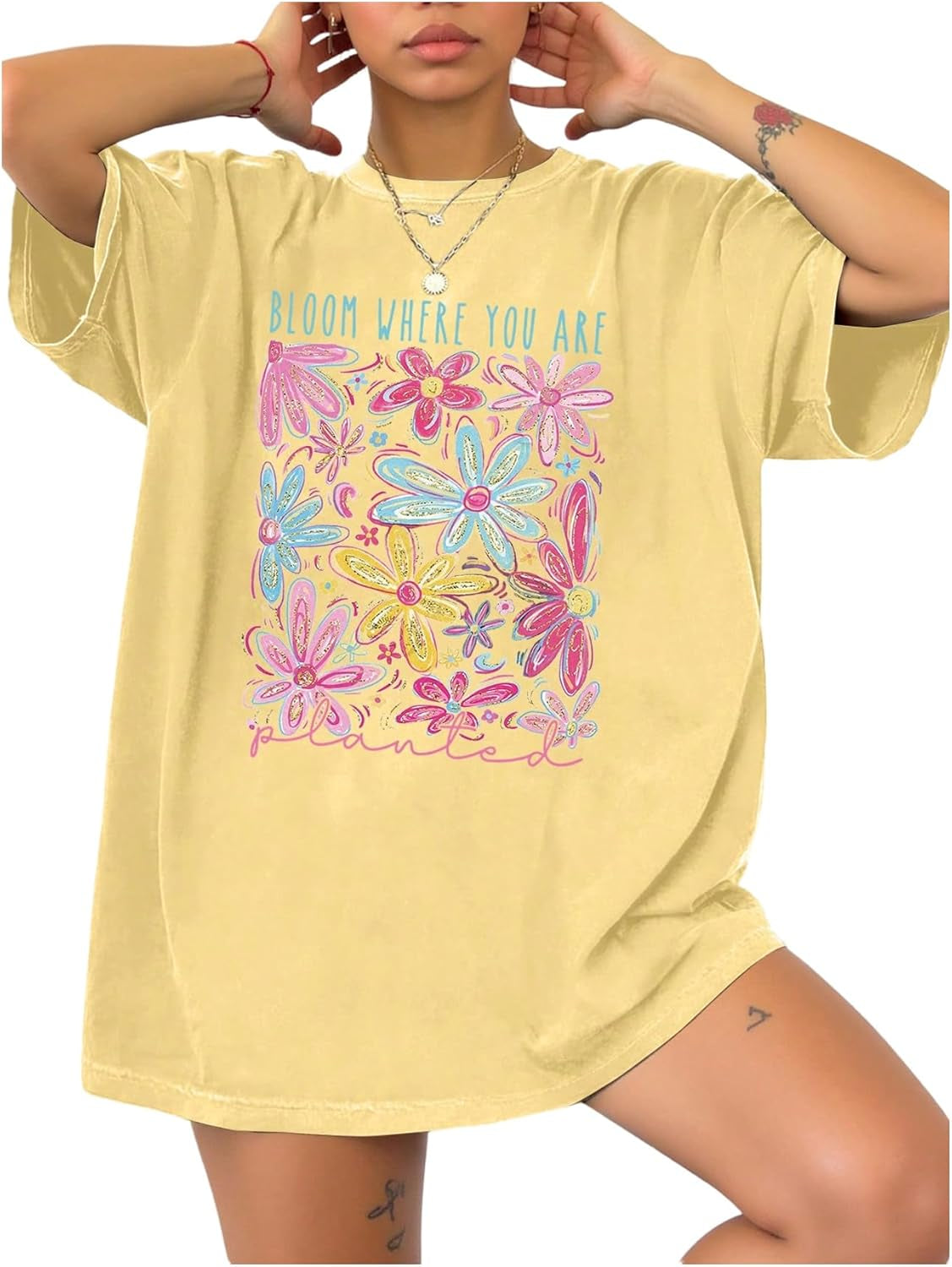 Women'S Oversized Graphic Tees Drop Shoulder Half Sleeve Loose Casual T Shirt Tops