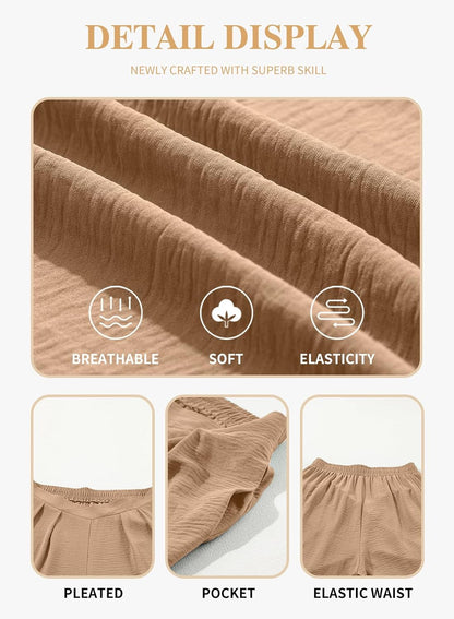 Womens plus Size Wide Leg Pants Crossover Waist Pleated Front Casual Work Pants Lounge Trouser with Pockets(1X-5X)