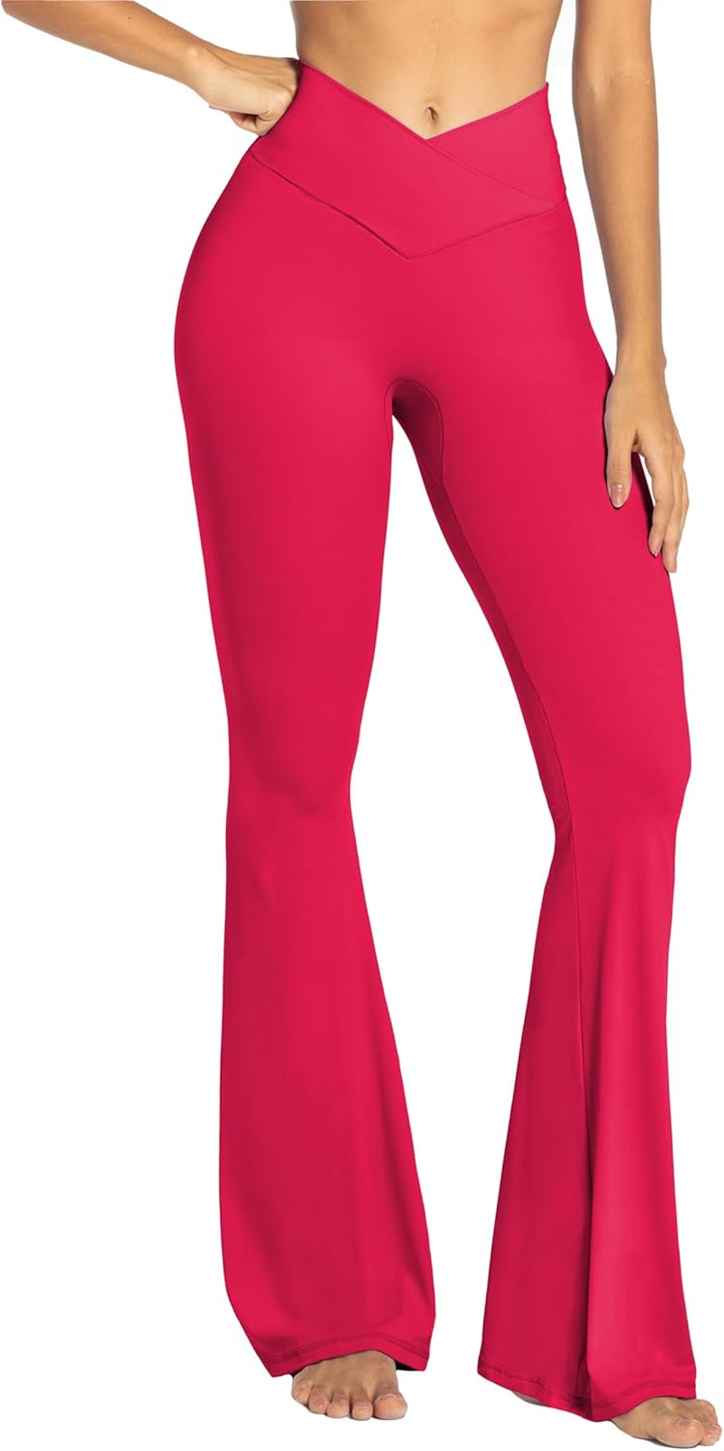 Flare Leggings, Crossover Yoga Pants with Tummy Control, High-Waisted and Wide Leg