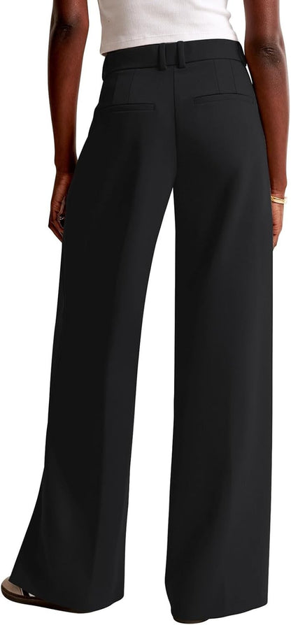 Women Wide Leg Pants High Waisted Business Casual Work Trousers Dressy Pants with Pockets