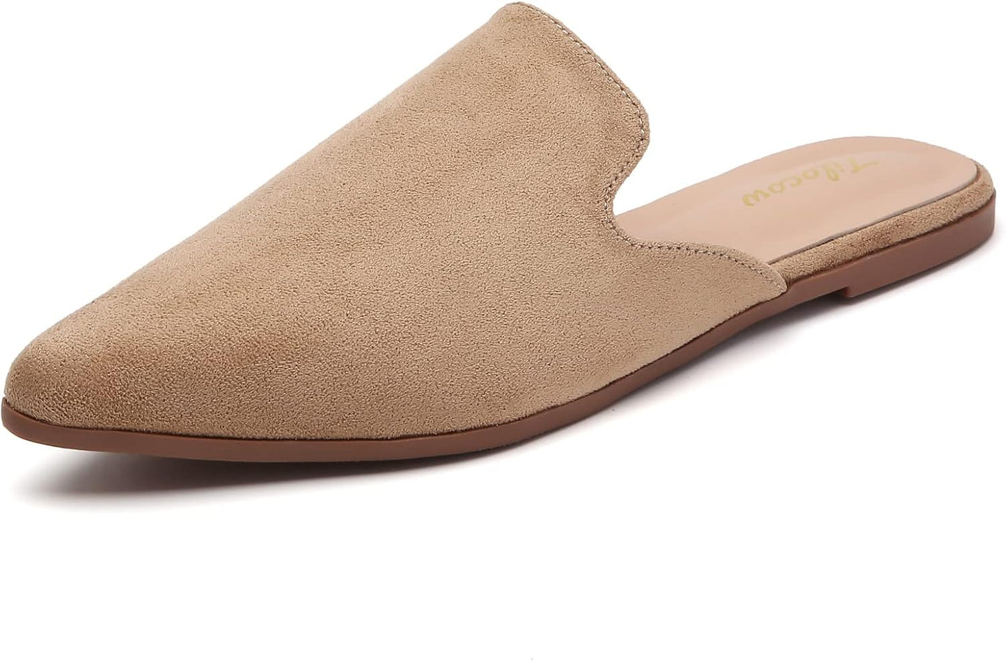 Mules for Woman Comfortable Pointed Toe Backless Loafers Flat Mule Business Casual Shoes Slides Slip On