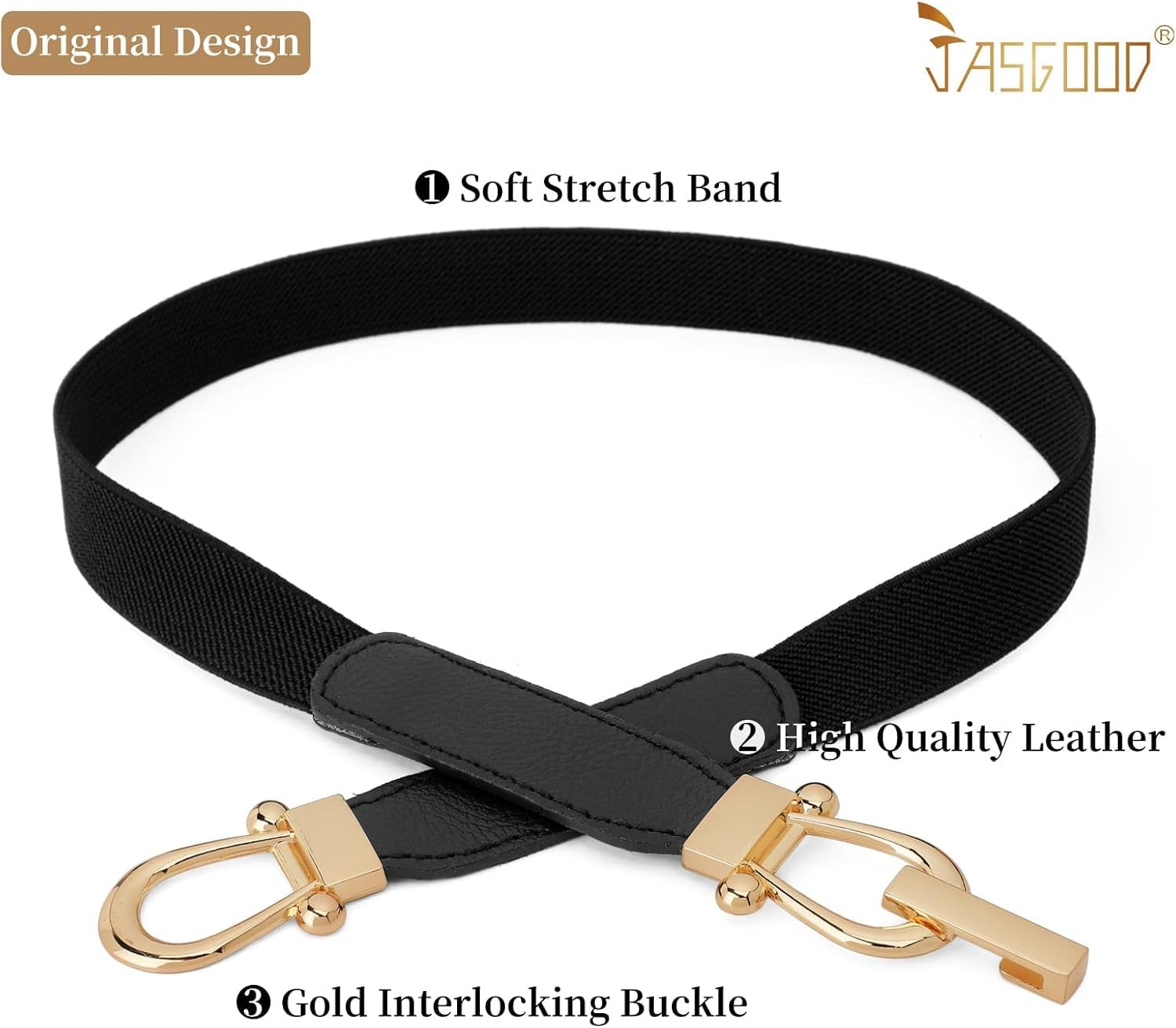 Women Skinny Elastic Belt for Dresses,Thin Retro Stretch Waist Belt with Golden Buckle