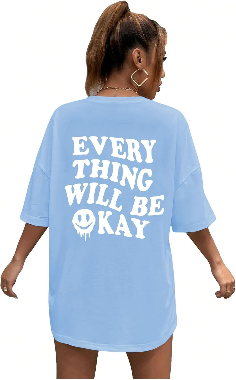 Women'S Oversized T Shirts Graphic Tees Letter Print Casual Trendy Summer Loose Tops