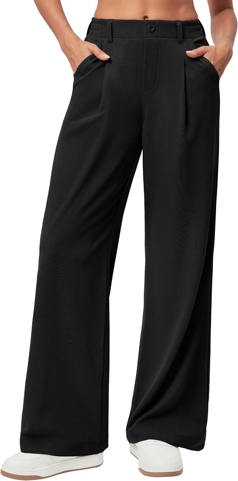 Wide Leg Pants Woman Stretchy Work Dress Pants Women Pull on Business Casual Slacks Trousers Fall Outfits 26"/28"