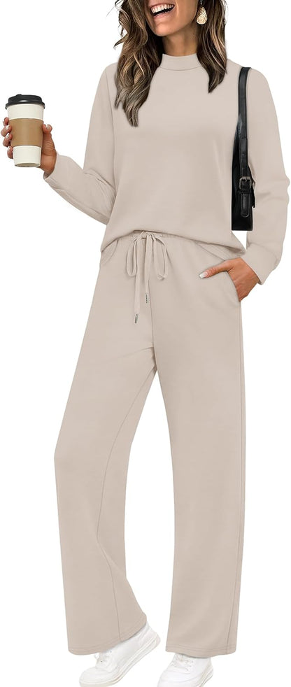 Two Piece Sets for Women Mock Neck Matching Sets Loungewear Fall Clothes Travel Outfits Fashion 2025 XS-2XL