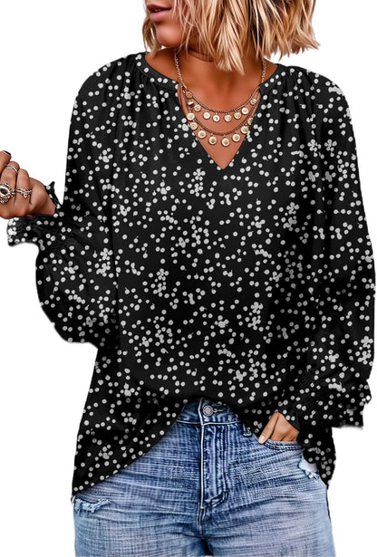 Womens Blouses Dressy Casual Flowy Boho Tops V Neck Long Sleeve Shirts