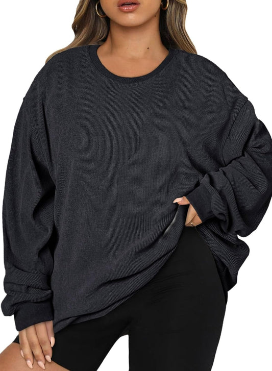 Women plus Size Sweatshirts Long Sleeve Crew Neck Casual Oversized Soft Pullover Tops Shirts(1X-5X)