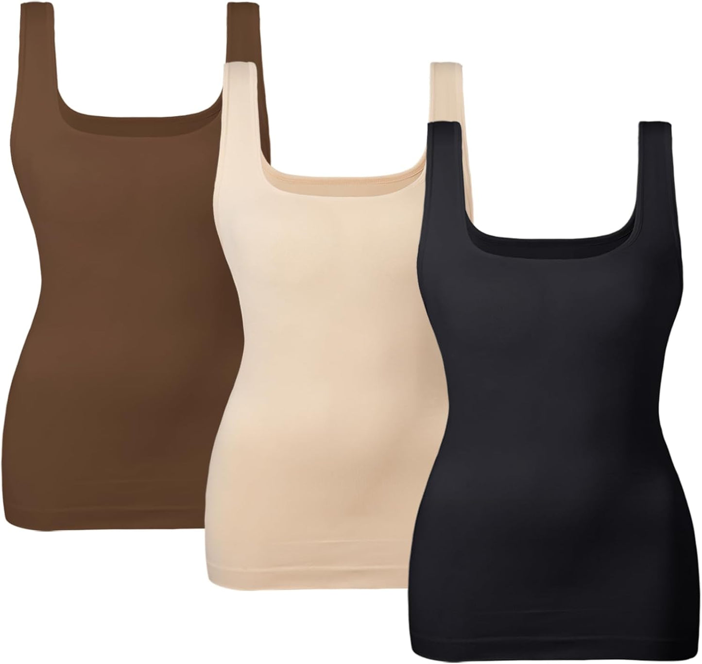 Women'S Tummy Control Shapewear Tank Tops Seamless Square Neck Compression Tops Slimming Body Shaper Camisole
