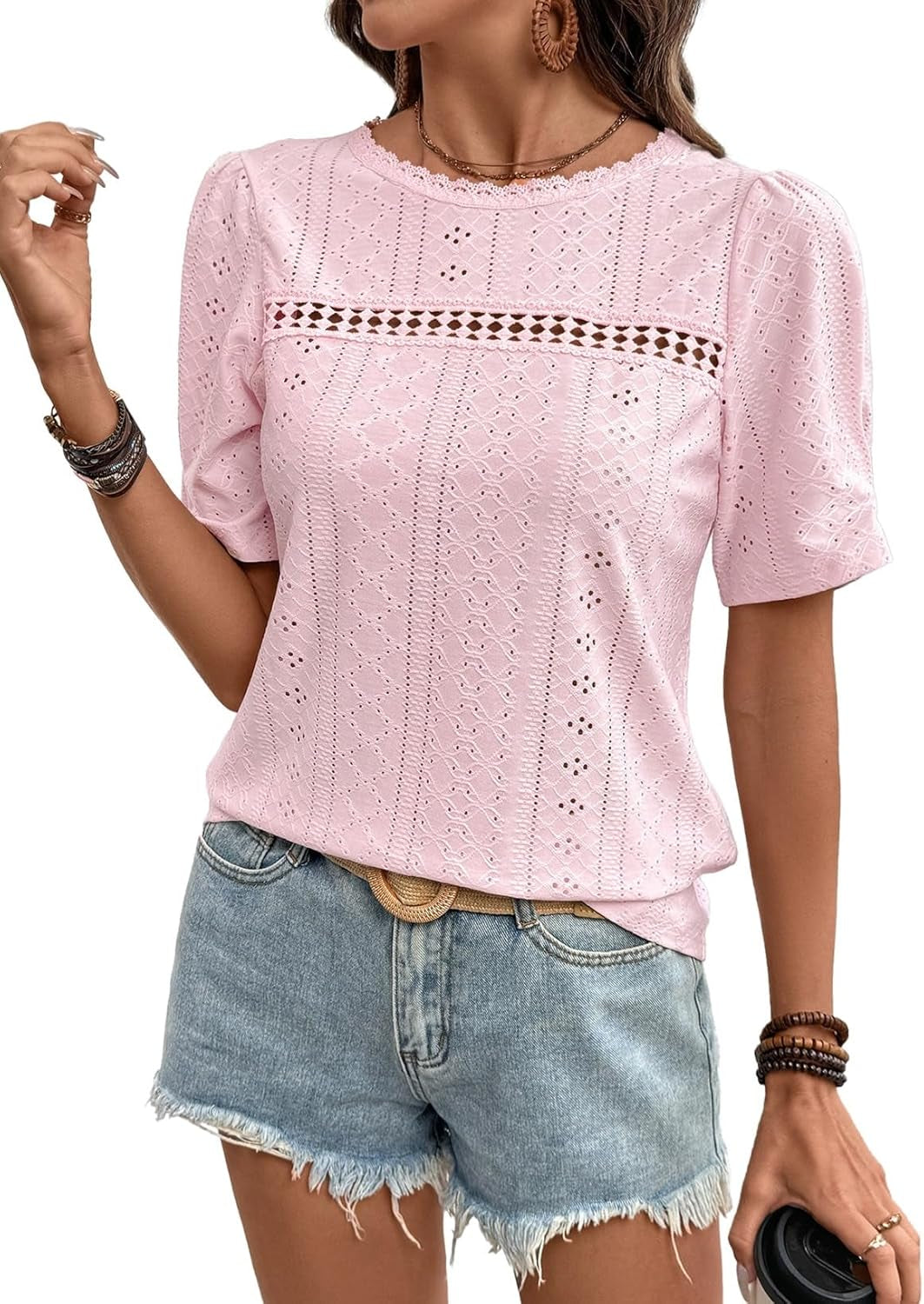 Women'S Shirts Casual 2026 Beach Hollow Out Trendy Casual Summer Tops Vacation Blouses