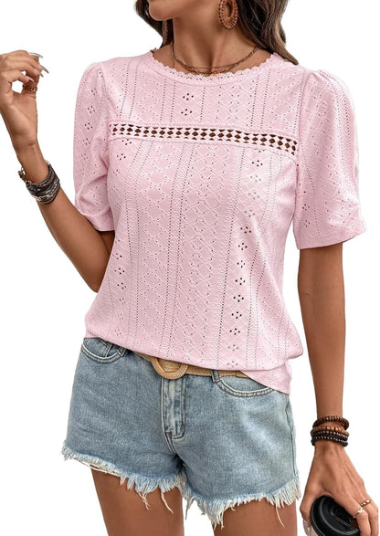 Women'S Shirts Casual 2026 Beach Hollow Out Trendy Casual Summer Tops Vacation Blouses