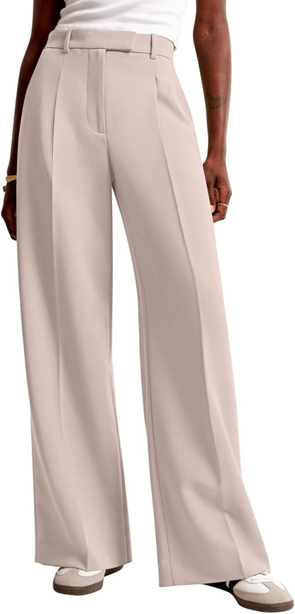 Women Wide Leg Pants High Waisted Business Casual Work Trousers Dressy Pants with Pockets